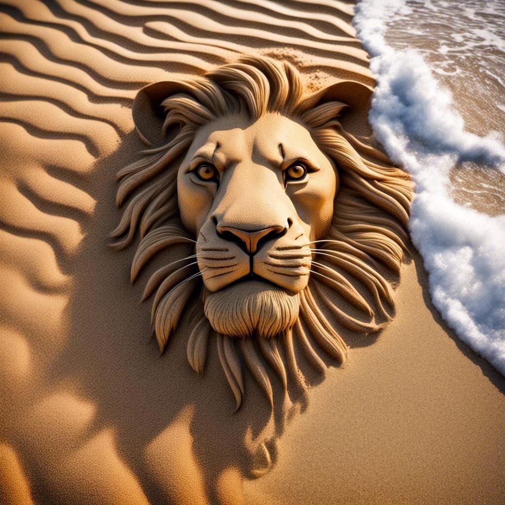 Seascape with Wave and Starfish on Beach