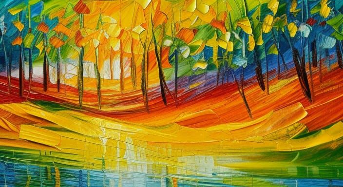 Colorful Autumn Winds in Expressionist Oil Painting
