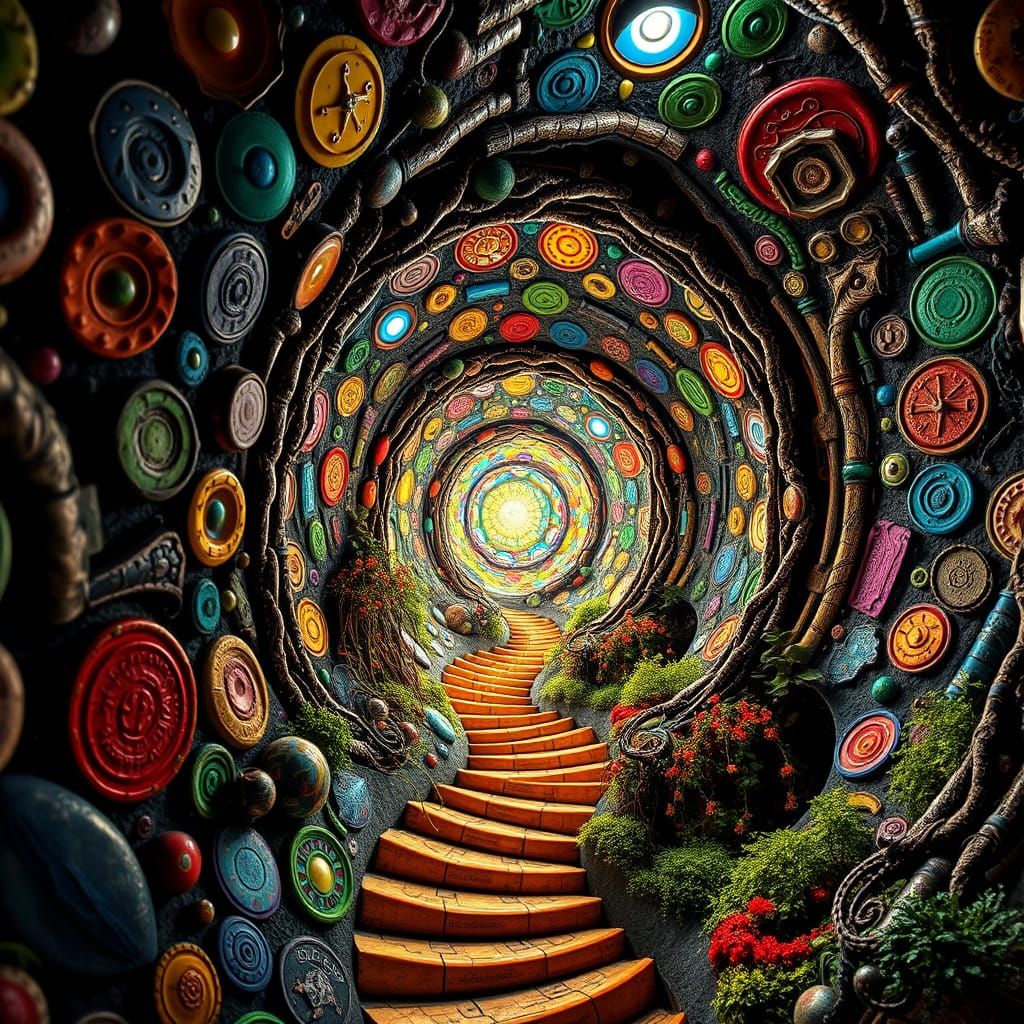 Colorful Fibonacci Spiral in Modern Art Style