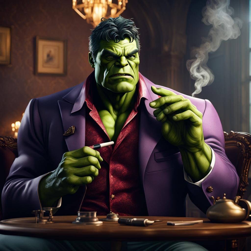Hulk as Hugh Hefner: Detailed Matte Painting