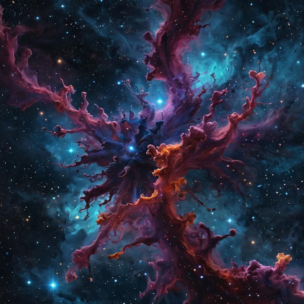 Nebula Flower Blooms in Surreal Cosmic Art