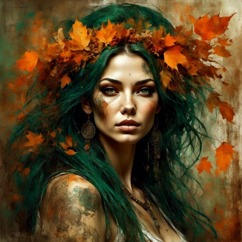 Curvy Earth Goddess in Autumnal Colors