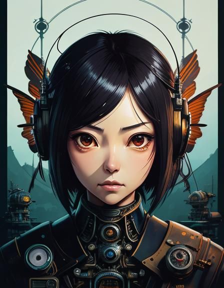 Big head, small body, Big eyes, chibi, fairy-winged girl. St...