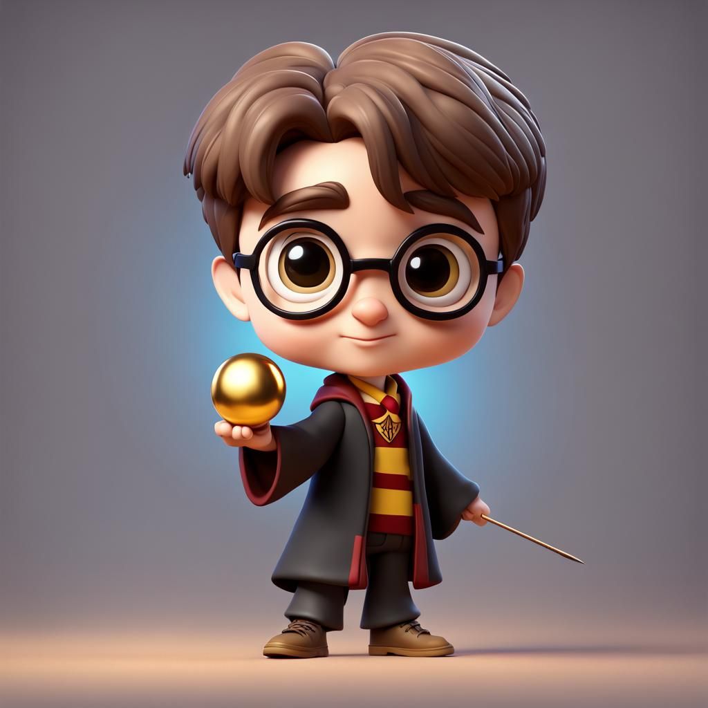 Harry potter chibi adorable holding the golden snitch Pixar,...