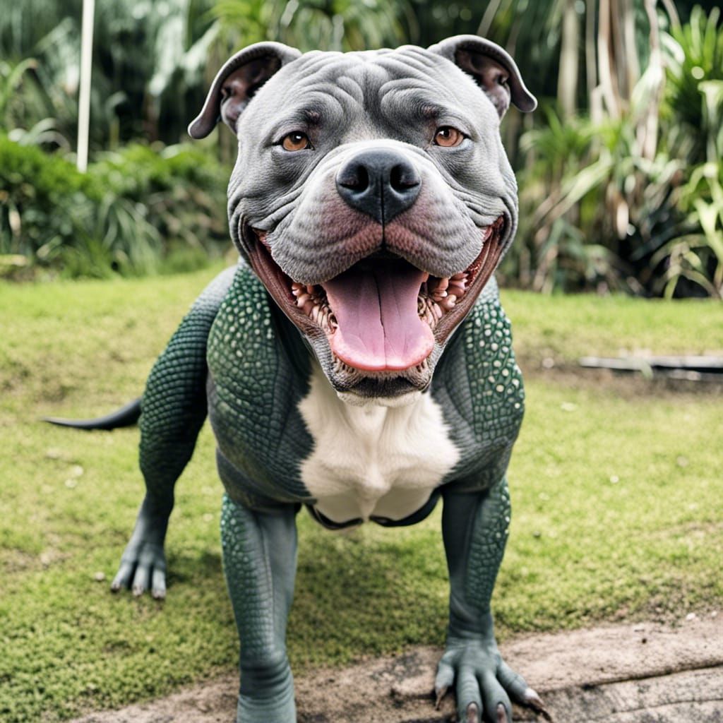 American Bully Dog with Reptilian Features
