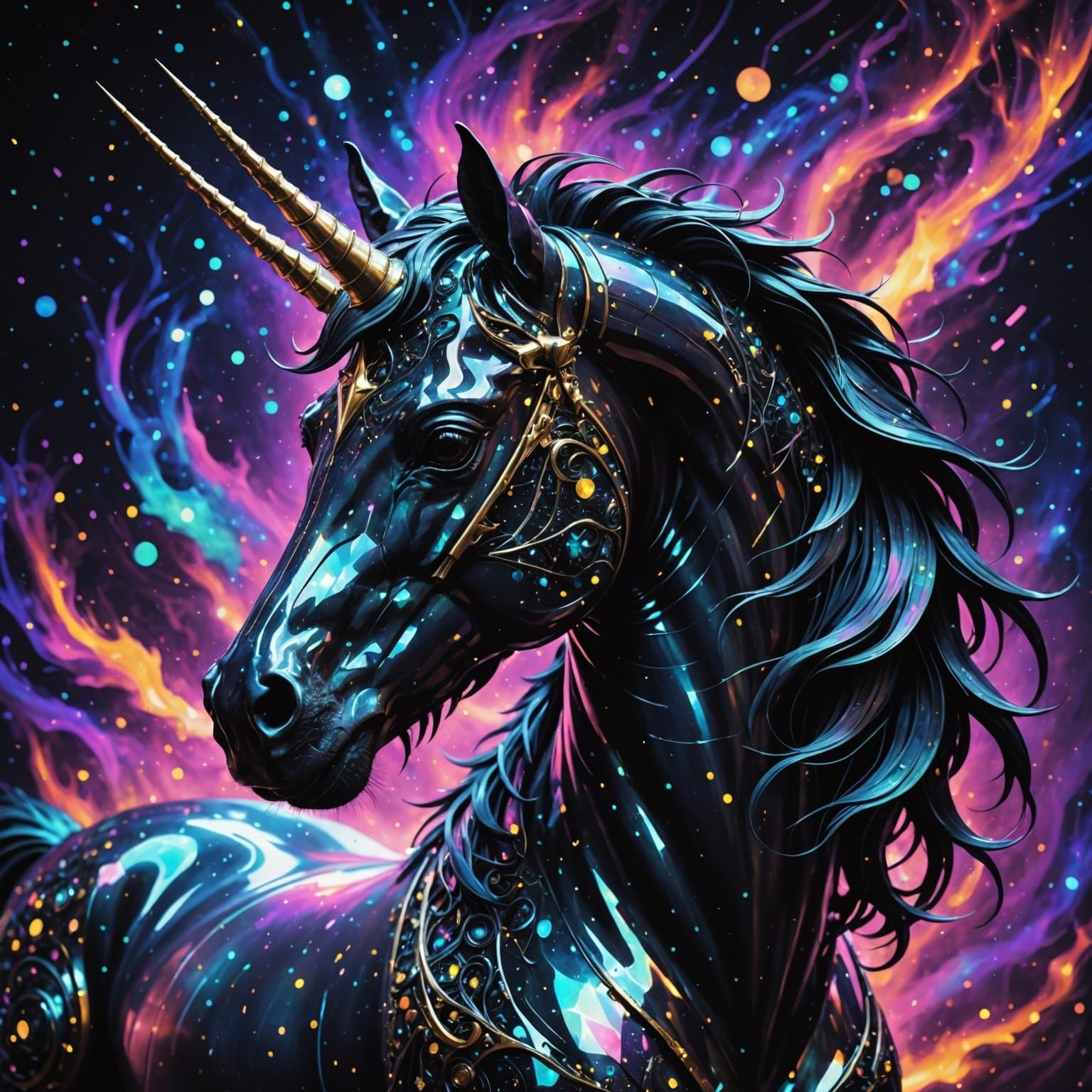 Astral Black Unicorn in Matrix Theme