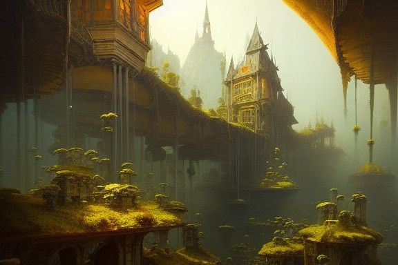 Neo-Utopian Landscape in Detailed Surrealism