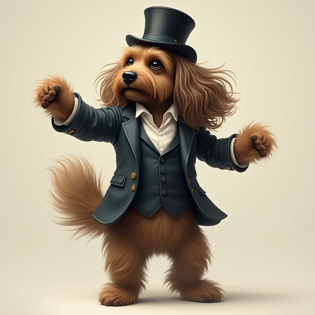 Elegant Havanese Dog Dancing in Suit and Top Hat