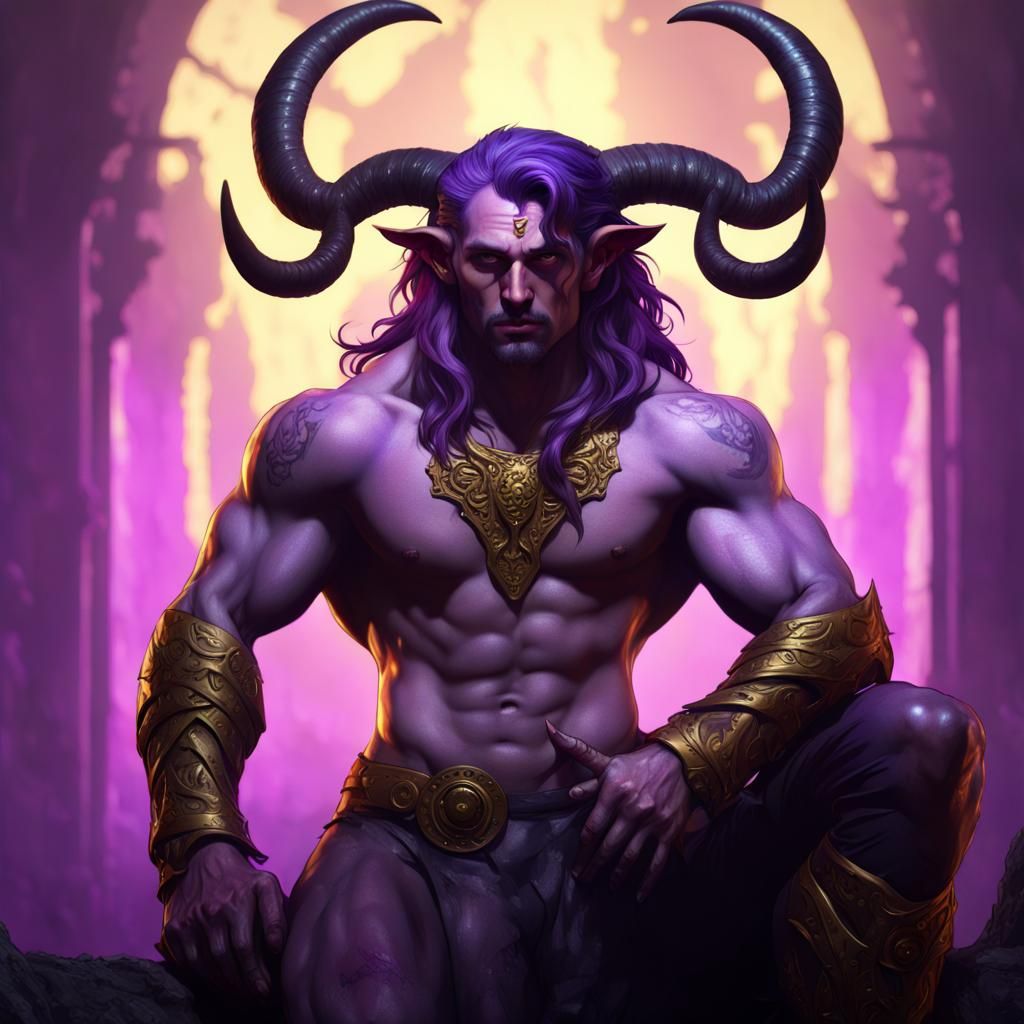 Satyr with Purple Hair, Dark Fantasy Concept Art