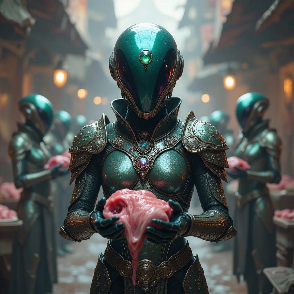 Alien Market in Dark Biomechanical Style