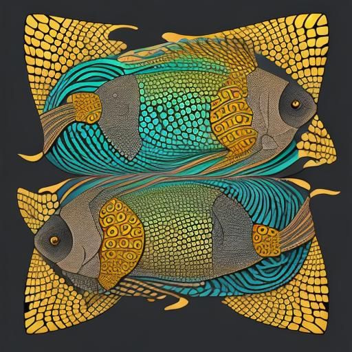 Abstract Vector Fractal of African Channa Fish