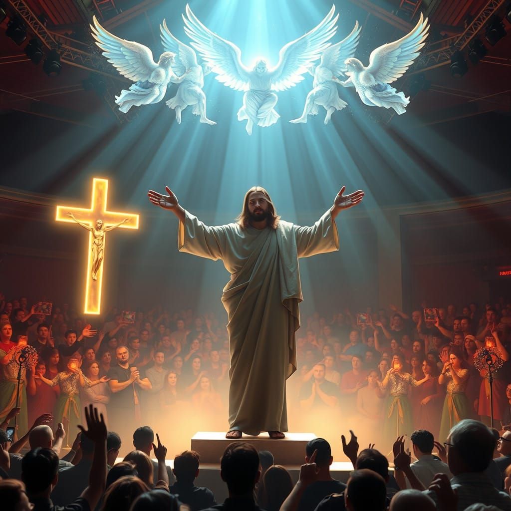 Mystical Hologram of Christ in Grand Christian Ceremony