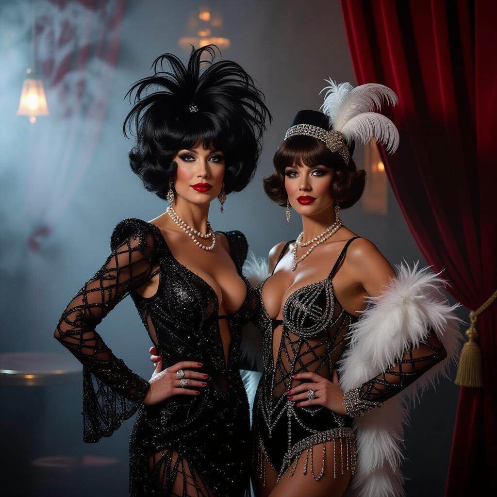 Vintage Glamour in Smoky Speakeasy Bar