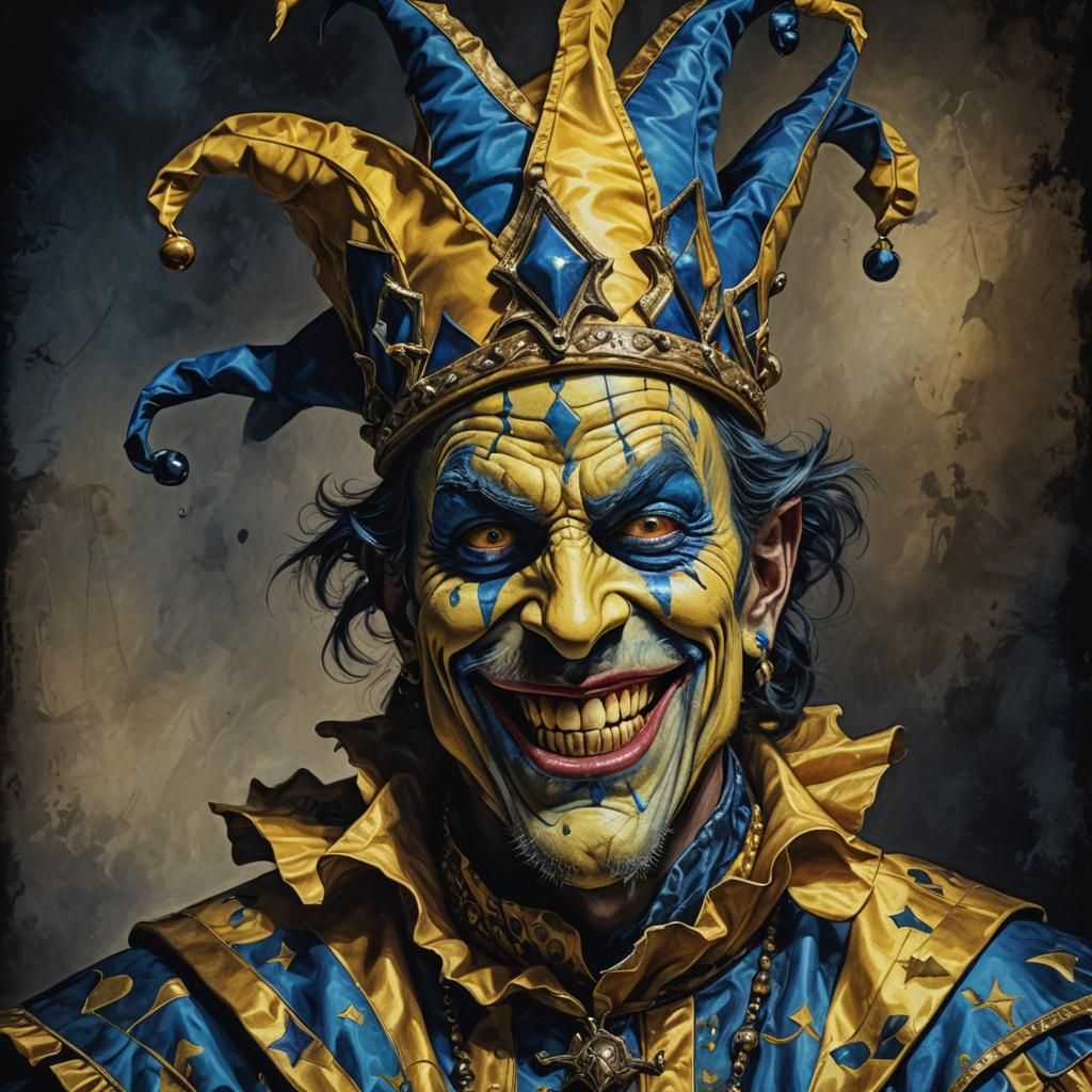 Sinister Jester Portrait in High Contrast Colors