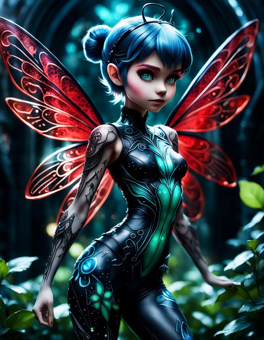 Crimson Tattoo Fairy in Anime Style