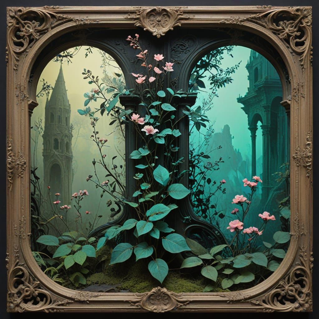 The Cyanide Elegy (Prunus laurocerasus – Cherry Laurel)
Palette:
Gradient: Frosted Cyan #A7E3E3 → Dusky Petal Pink #DAA...