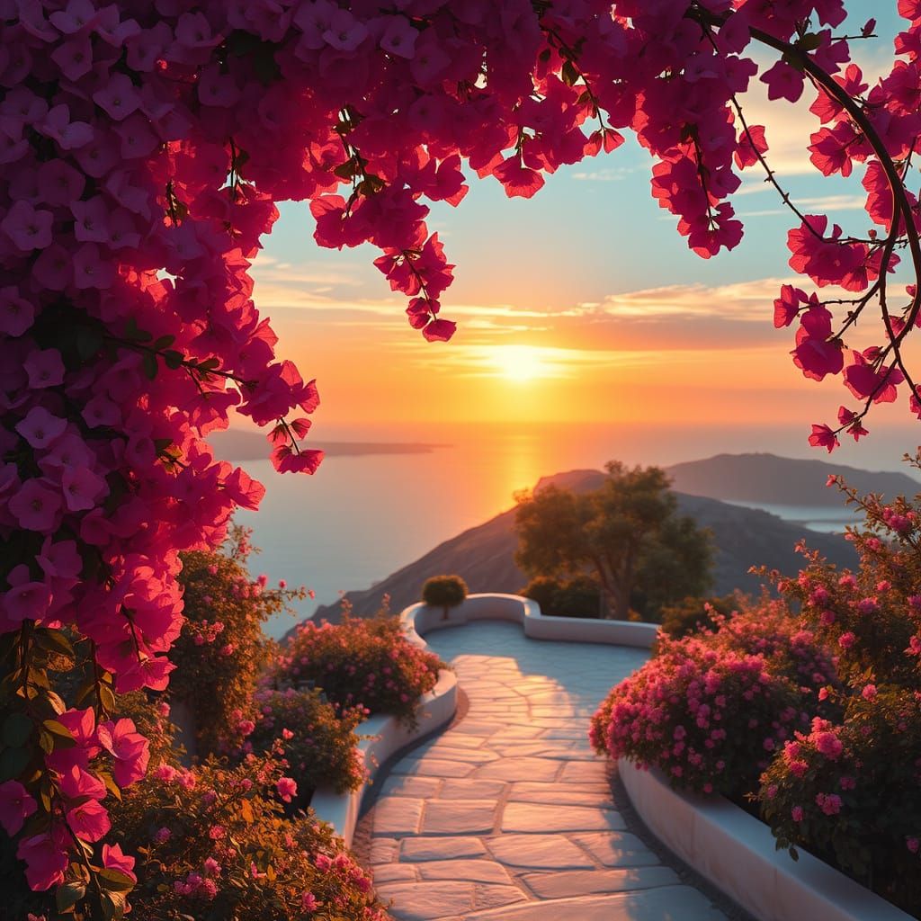 Ethereal Santorini Sunset in Vibrant Colors