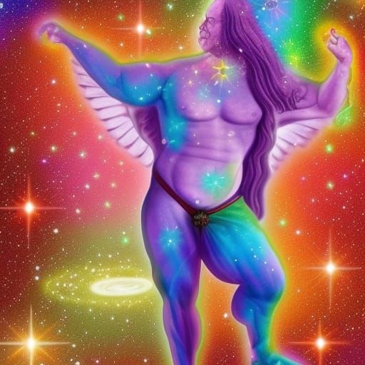 Ben Franklin as a Lisa Frank glittery cosmic Centaur