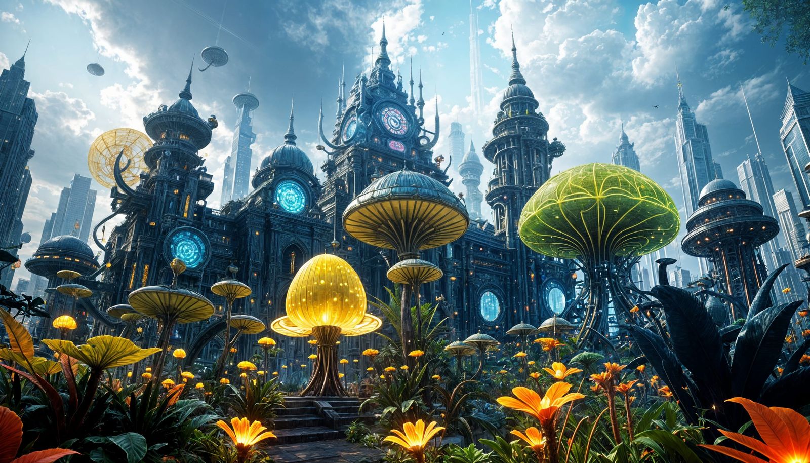 Evolved Biotech City Palace in 3D Game Style