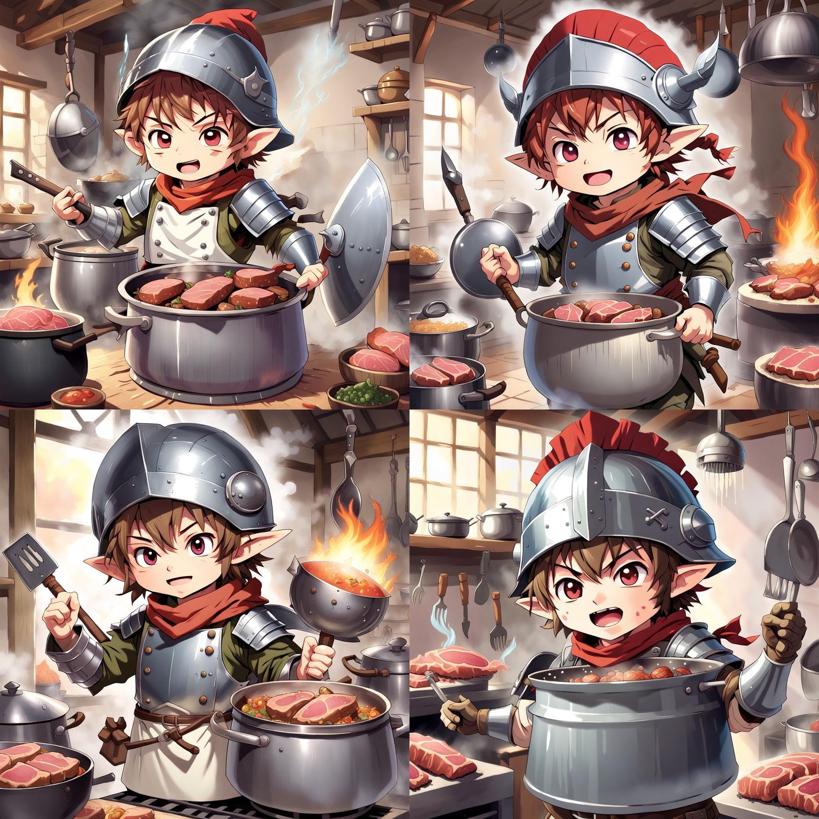 Halfling Chef Fighter in Anime Style
