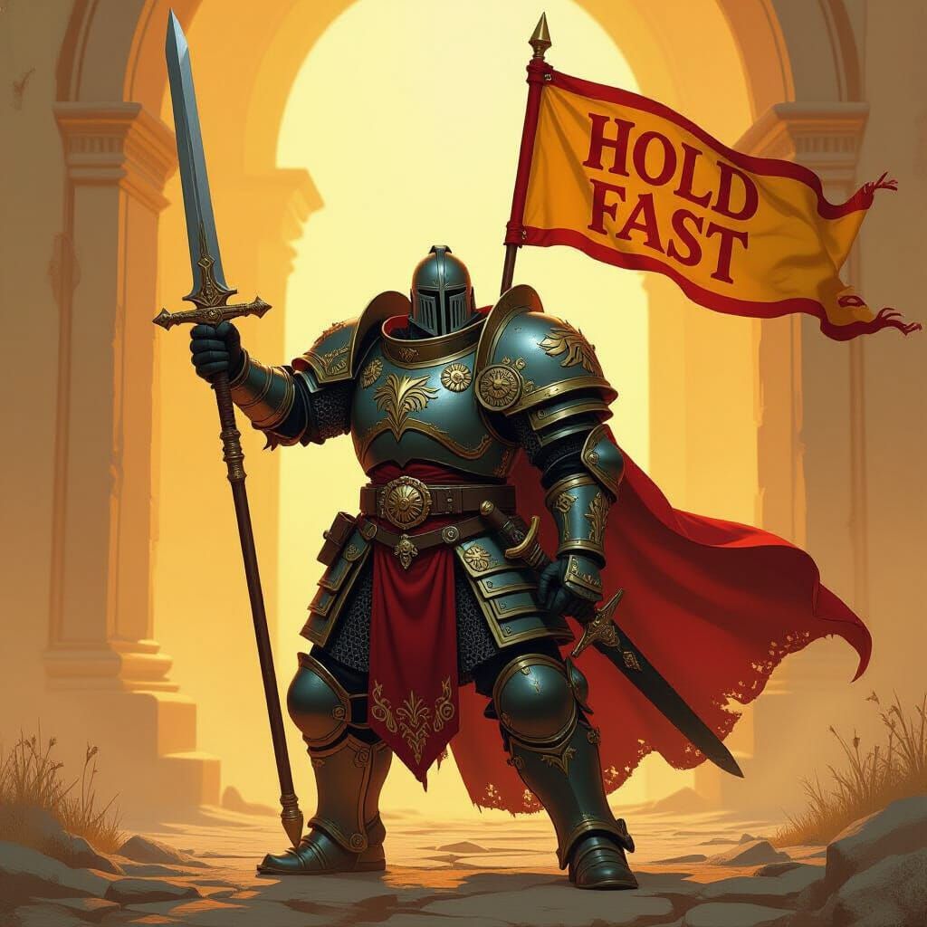 Heroic Warhammer Character with Sword and Banner