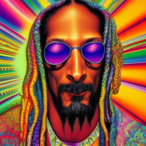 Psychedelic Rasta Hippie Portrait in Frank Style