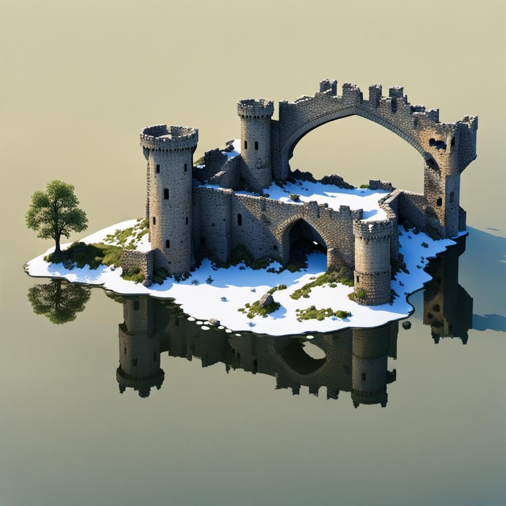 Medieval Castle Ruins Under Blue Sky