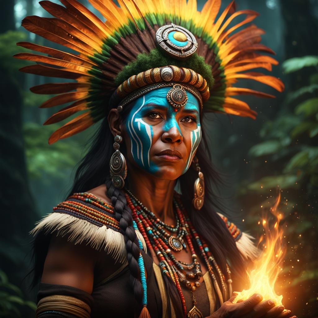 Amazonian Shaman Performing a Healing Spell