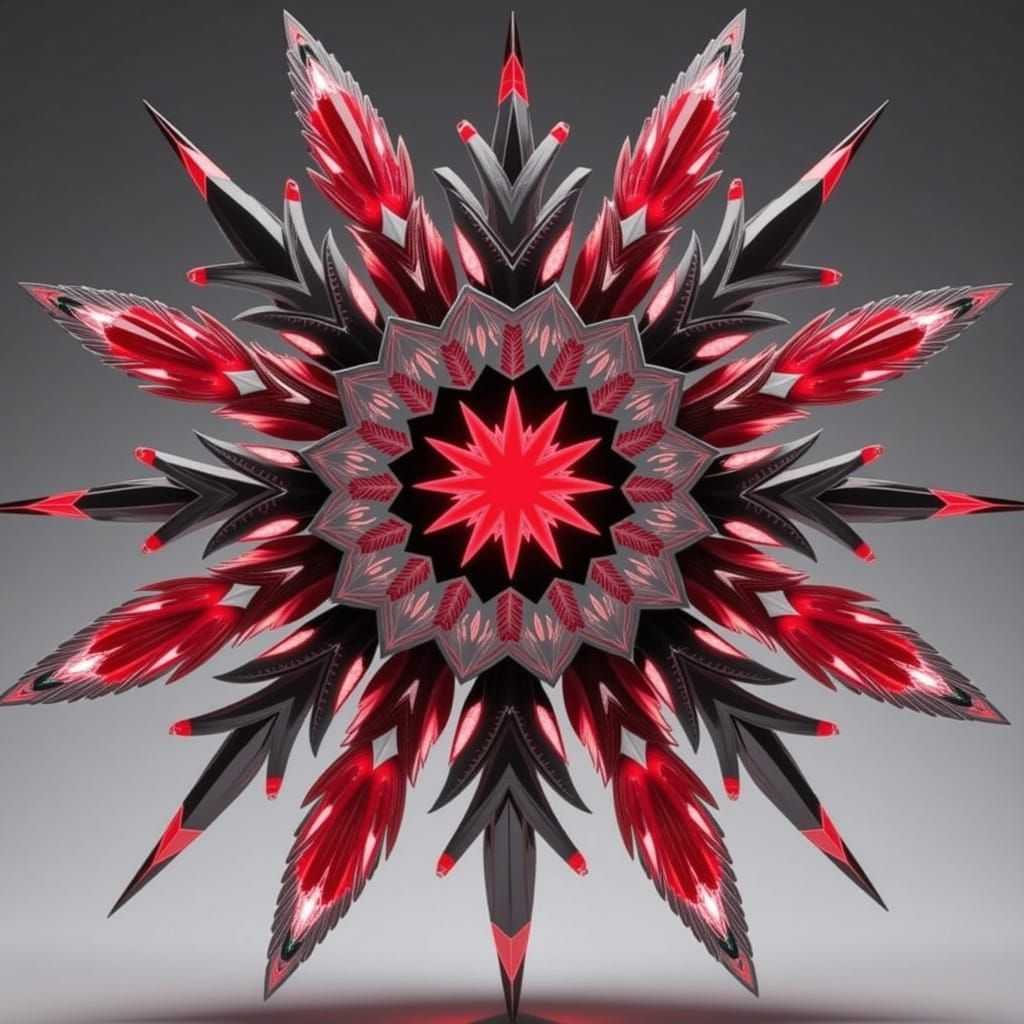Stunning Digital Snowflake in Ruby Hues