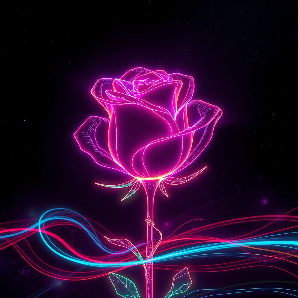 Abstract Rose in Light Trails: A Conceptual Art Piece