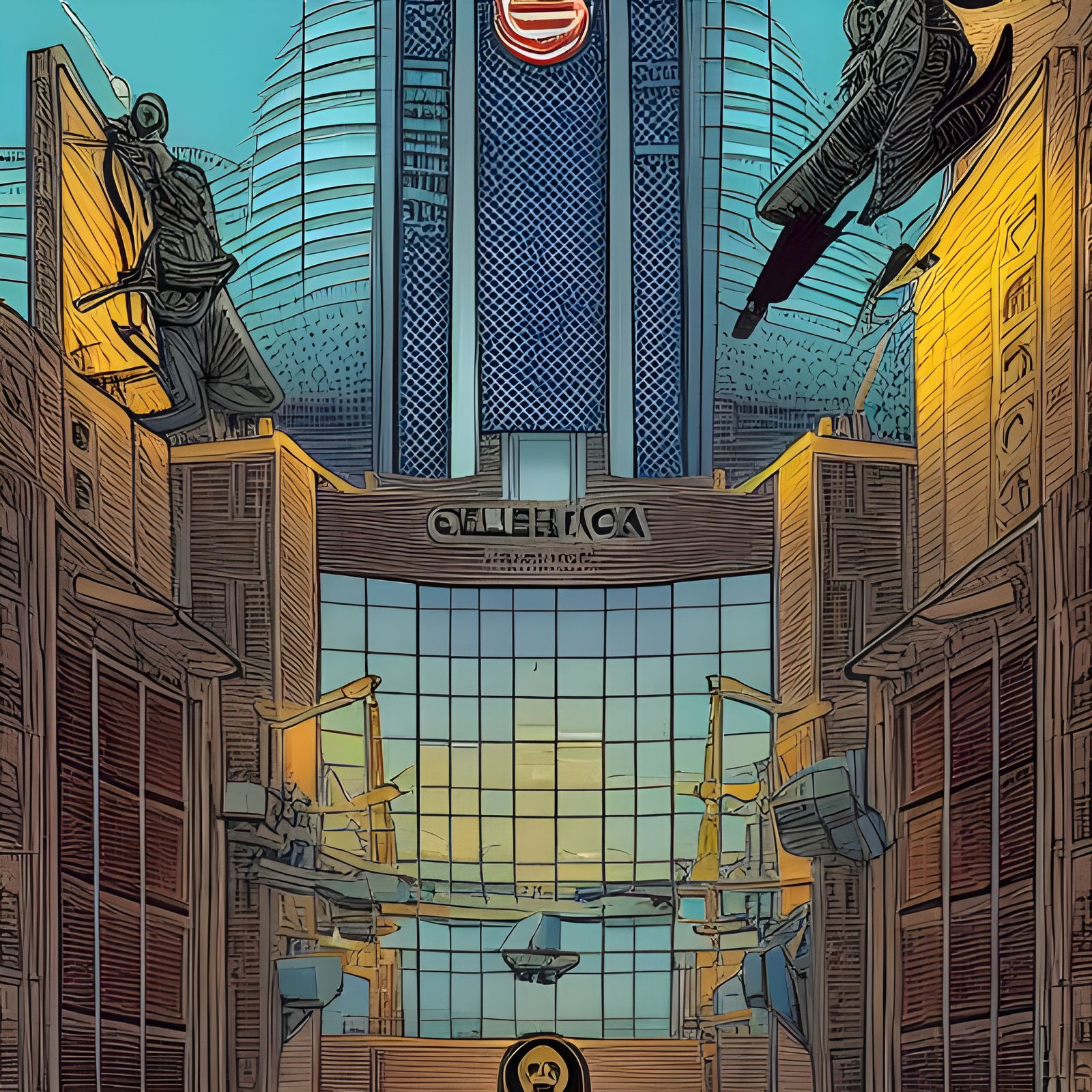 CIA Headquarters in Comic Book Style