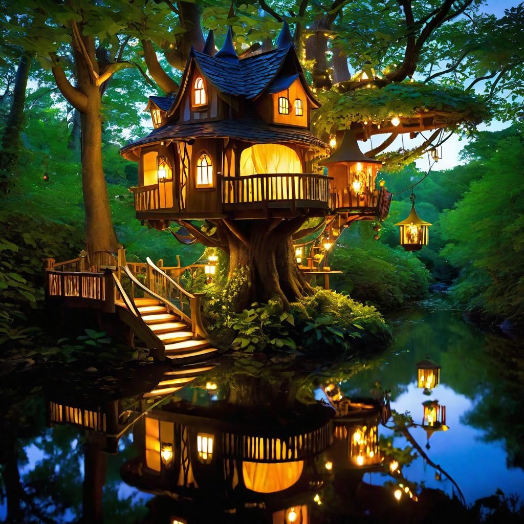 Enchanting Fairy Village in Ancient Treetop Haven