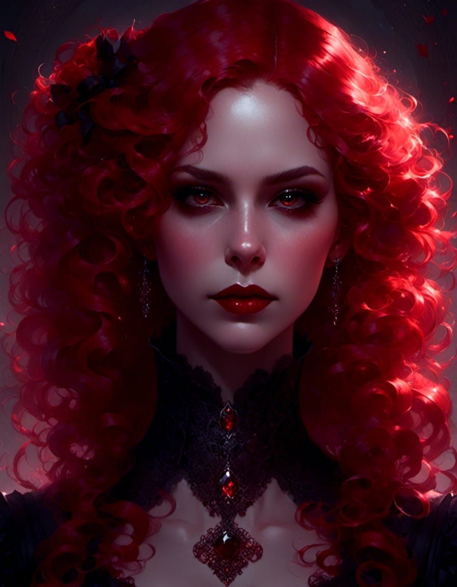 Victorian Vampire Portrait with Red Hair