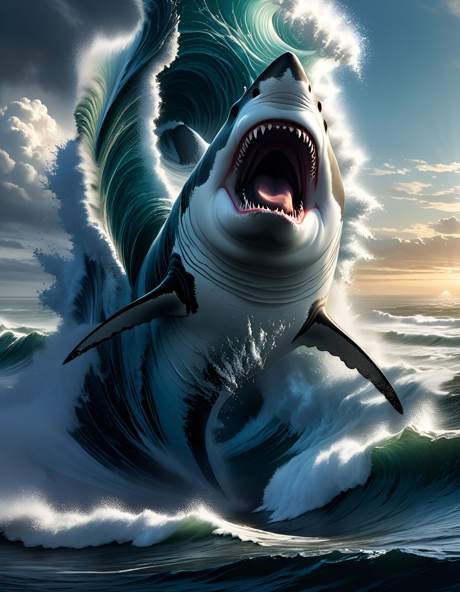 Great White Shark Breach: Epic Comic Book Art