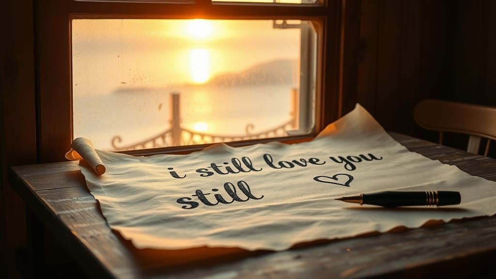 Calligraphic "I Still Love You" on Parchment