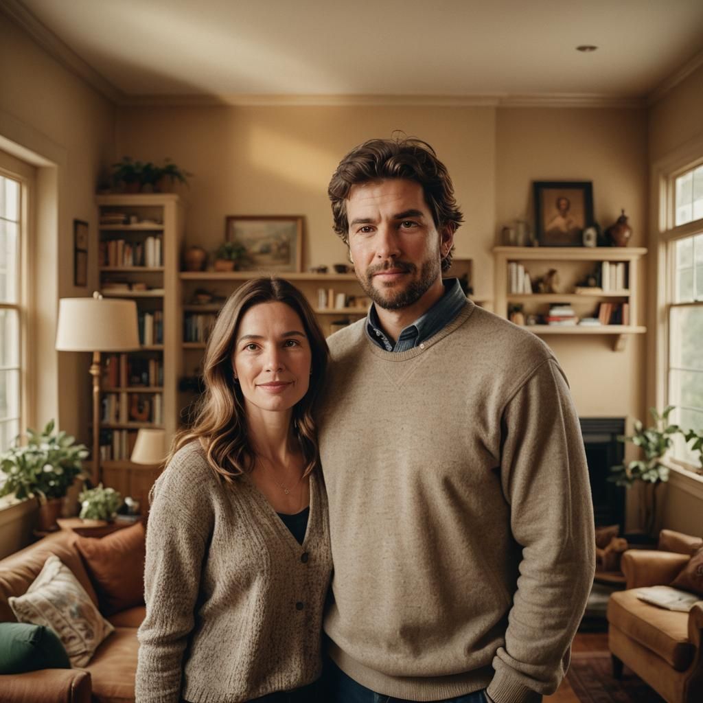 Warm Portrait of a Couple in Living Room