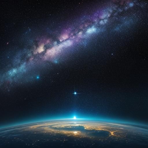 Floating Through Space in a Starry Night Sky