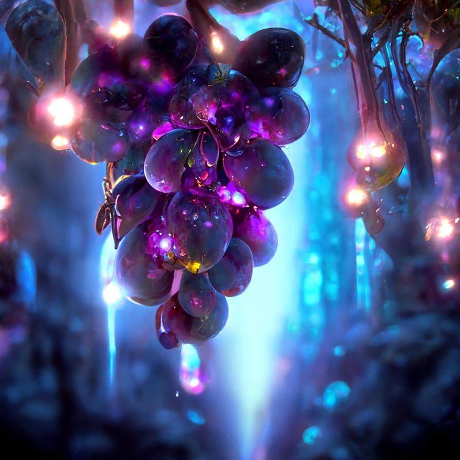 Enchanted Neon Crystal Grapes Portal in HDR