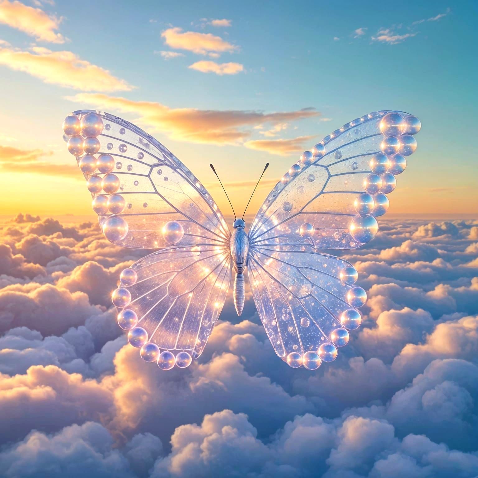 Prismatic Butterfly Made of Soap Bubbles