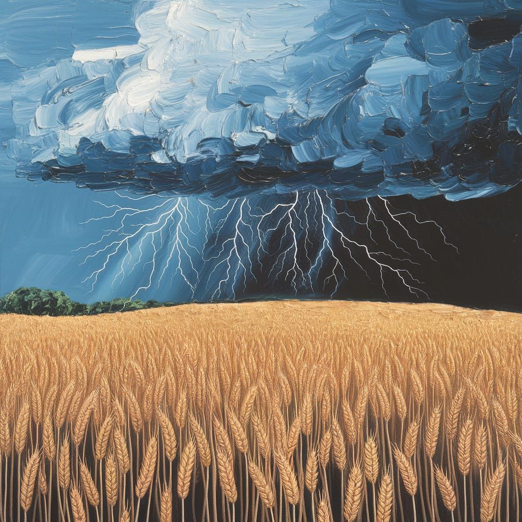 Thunderstorm over a wheat field