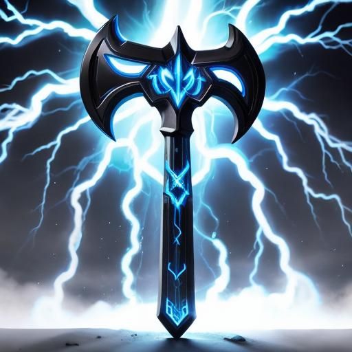 Glowing Runes Adorned on Bioluminescent Axe