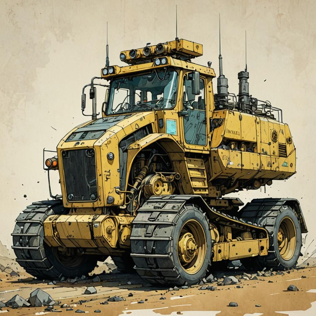 Futuristic Car mixed Bulldozer