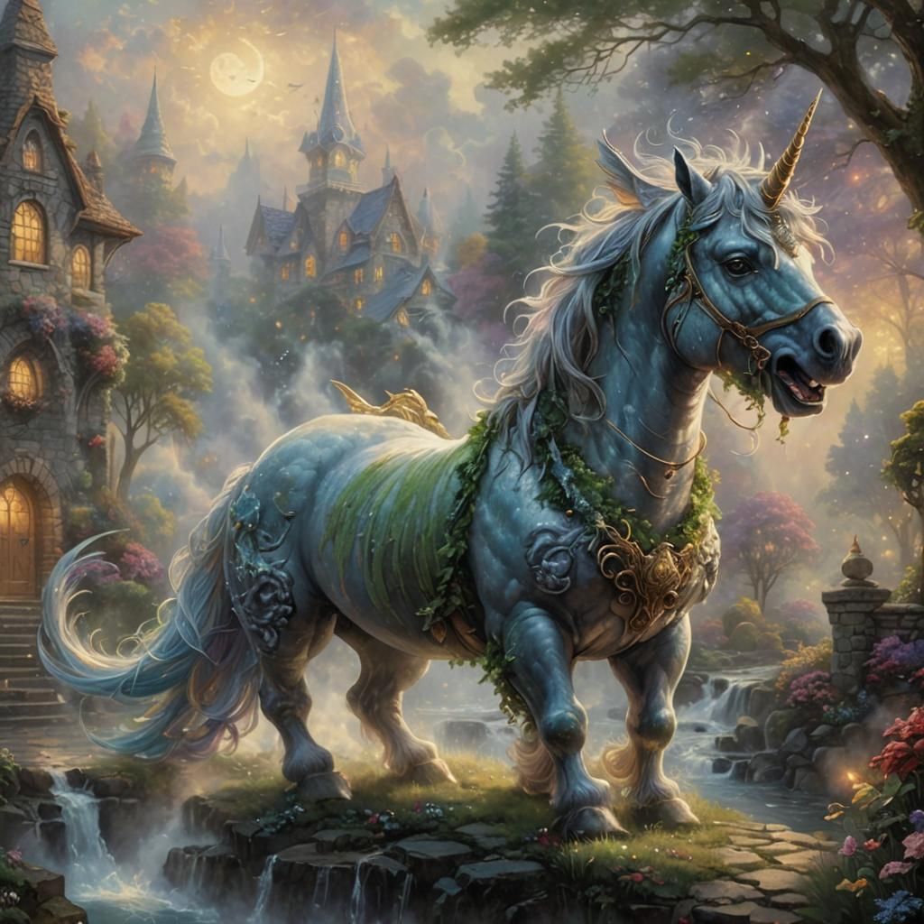 Ethereal Winged Unicorn Horn in Mist