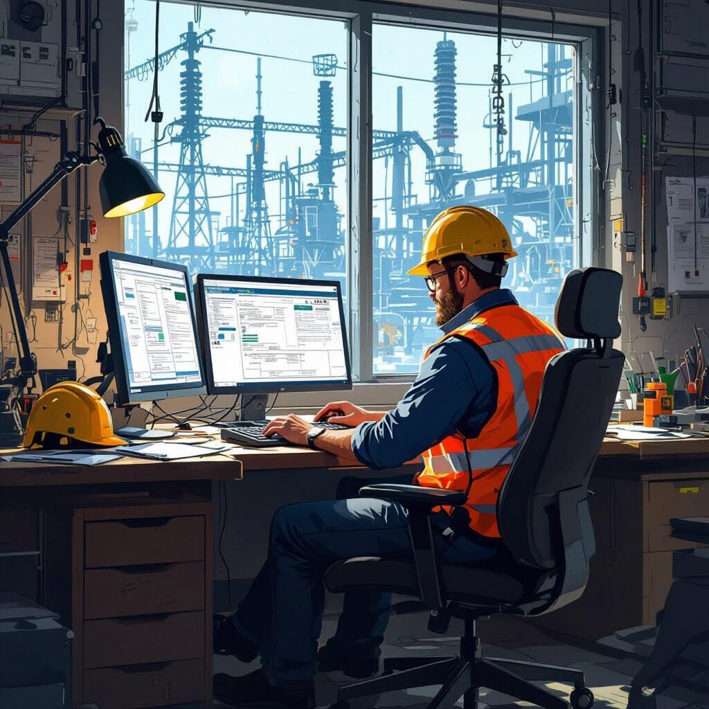 Electrician Orders Supplies for Substation in Detailed Conce...