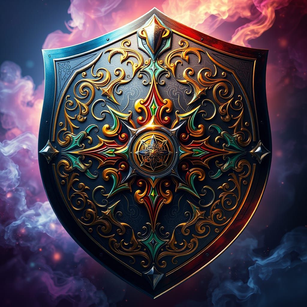 Noble Knight's Shield in Hyperrealistic Style