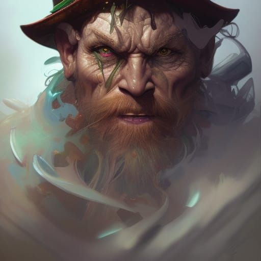 Detailed Portrait of a Demonic Leprechaun