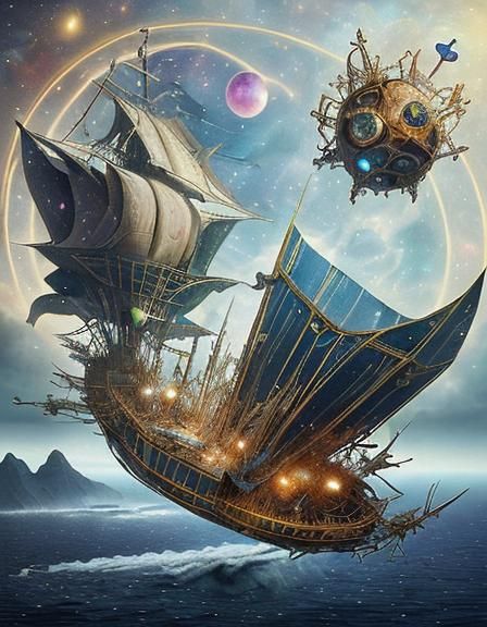 Surreal Spaceship in Ethereal Magical Realism Style