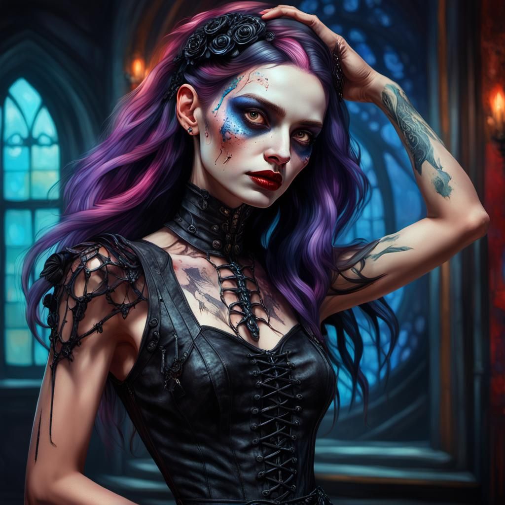 Nu Gothic Woman Portrait in Hyper-realistic Digital Art