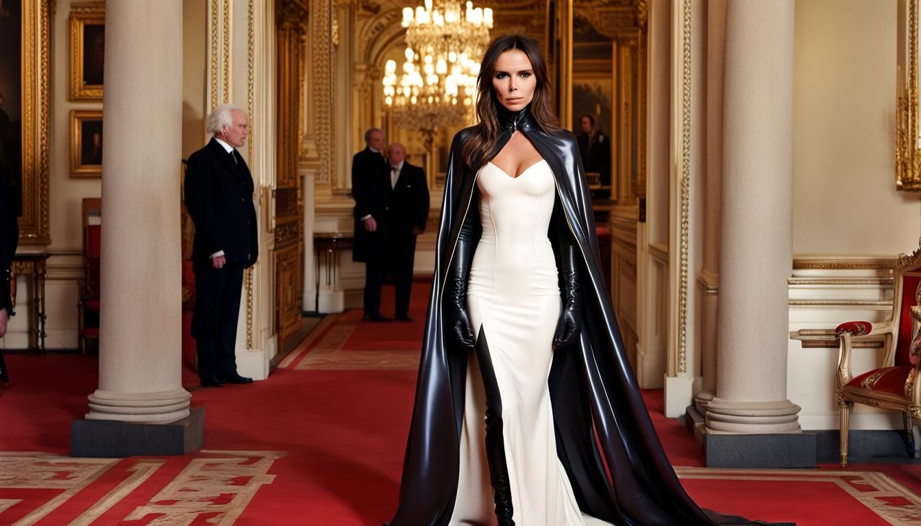Latex Goddess of England in Buckingham Palace
