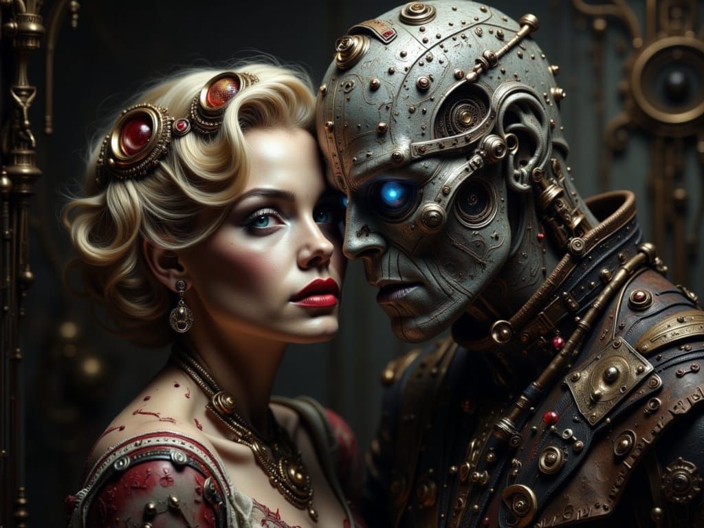 Cyberpunk Marilyn Frankenstein Portrait in Dark Sensuality